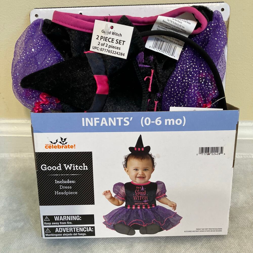 Baby Girls Good Witch Halloween Costume Sz Infants 0-6 Months, Dress & Headpiece
